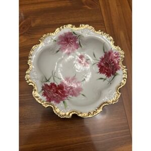 Vintage Royal Nippon 7 In Bowl Magenta Floral Gold‎ Trim